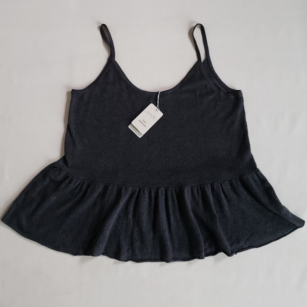 Lemon Cozy Cashmere Gray Tank Top Size M